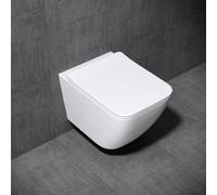 Durovin Bathrooms Ceramic Rimless Wall Hung Square Toilet -Short Projection- Include Wc Pan With Quick Release Soft Close Seat