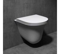 Durovin Bathrooms Ceramic Rimless Wall Hung Toilet - D Shape - Include Wc Pan With Quick Release Soft Close Seat