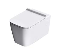 Durovin Bathrooms Ceramic Wall Hung Toilet - Curved Square - Include WC Pan with Quick Release Soft Close Seat - 350 x 580 x 370mm (WxDxH)