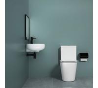Durovin Bathrooms Close Coupled Toilet & Wall Hung Cloakroom Basin Set, Space Saving Bathroom Suite
