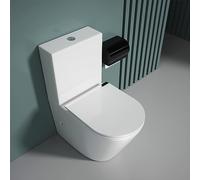 Durovin Bathrooms Close Coupled Toilet with Dual Flush Cistern & Soft Close Seat with Metal Strip 365×800×610mm(WHD) - Rimless Technology