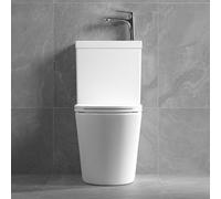 Durovin Bathrooms Close Coupled Two Piece Ceramic Toilet With Sink On Top And Tap Right Hand-Wc Pan With Cistern&soft Close Seat