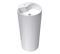 Durovin Bathrooms Colossum 35 47439 White Gloss Glazed Finish Stone Material 450mm x 900mm x 450mm (WxHxD) Free Standing Pedestal Basin Ultra Sleek Luxurious Design (Basin + PU03 & S05)