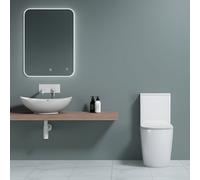 Durovin Bathrooms Comfort Height Close Coupled Toilet & Countertop Cloakroom Basin Set, Modern Space Saving Bathroom Suite