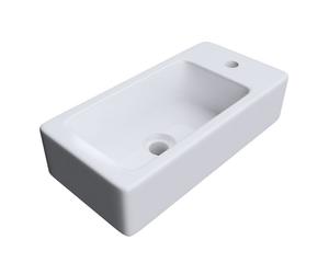Durovin Bathrooms Compact Ceramic Basin | Wall Hung Mount | Rectangular Cloakroom Hand Washing Sink | One Right Hand Tap Hole