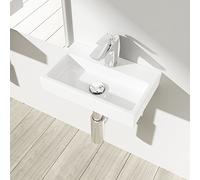 Durovin Bathrooms Compact Ceramic Sink 380 x 240 x 70mm (WxDxH)- Wall Hung Mount - Rectangular Cloakroom Hand Washing Basin - One Middle Tap Hole