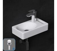 Durovin Bathrooms Compact Ceramic Sink 395 X 215 X 85mm (Wxdxh)- Wall Hung Cloakroom Basin With Pop Up Waste Plug