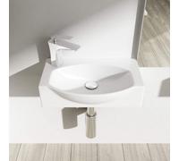 Durovin Bathrooms Compact Ceramic Sink - Wall Hung Mount - D Shape Cloakroom Hand Washing Basin - Left Corner Faucet Hole