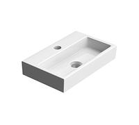 Durovin Bathrooms Compact Ceramic Sink - Wall Hung Mount - Rectangular Cloakroom Hand Washing Basin - One Middle Tap Hole