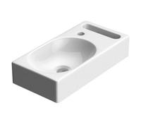 Durovin Bathrooms Compact Ceramic Wall Hung Sink Cloakroom Hand Washing Basin - Right Hand Faucet Hole With Towel Rail