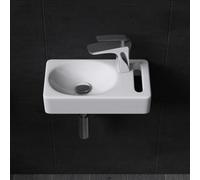 Durovin Bathrooms Compact Ceramic Wall Hung Sink Cloakroom Hand Washing Basin - Right Hand Tap Hole With Towel Rail