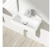 Durovin Bathrooms Compact Ceramic Wall Hung Sink - Rectangular Cloakroom Hand Washing Basin - One Middle Tap Hole