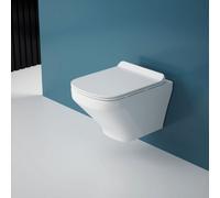 Durovin Bathrooms Compact Wall Hung Toilet - D Shape - Rimless Technology-Include Wc Pan With Quick Release Soft Close Seat