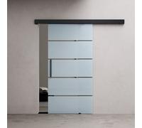 Durovin Bathrooms Durovin 775 X 2050mm Internal Sliding Glass Door 8mm Frosted Sectioned Tempered Glass, With Soft Close, Black Hardware&bar Handle