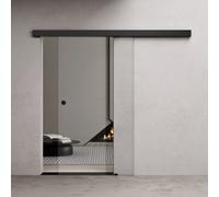 Durovin Bathrooms Durovin 900 X 2050mm Internal Sliding Glass Door 8mm Clear Tempered Glass, With Soft Close, Premium Black Hardware&round Handle