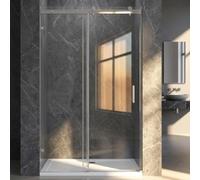 Durovin Bathrooms Frameless 1150mm Shower Door Sliding Shower Enclosure 8mm Transparent Safety Glass Side Aluminium Bracket Mount