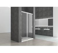 Durovin Bathrooms Frameless 1500 Shower Door for Sliding Shower Enclosure - 8mm Thick Transparent Safety Glass - Side Aluminium Bracket Mount