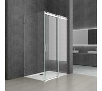 Durovin Bathrooms L Shape Rectangular 1100X800mm Frameless Sliding Shower Enclosure 8mm Safety Glass