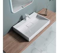 Durovin Bathrooms Luxurious Cast Stone Resin Bathroom Basin - Wall Hung Or Countertop Basin Sink - 700 X 460mm (Wxd)