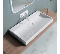 Durovin Bathrooms Luxurious Cast Stone Resin Bathroom Basin- Wall Hung Or Countertop Dual-Installation Basin Sink No Tap Hole - Concealed Waste - 900 x 460mm (WXD)