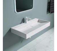 Durovin Bathrooms Luxurious Cast Stone Resin Bathroom Basin - Wall Hung Or Countertop Dual-Installation Basin Sink One Tap Hole - Concealed Waste - 900 x 460mm (WXD)