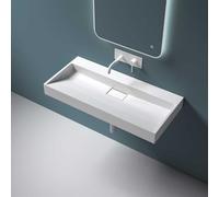 Durovin Bathrooms Luxurious Cast Stone Resin Bathroom Basin - Wall Hung Or Countertop Dual-Installation Basin Sink No Tap Hole - Concealed Waste - 1000 x 460mm (WXD)