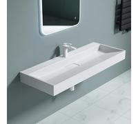 Durovin Bathrooms Luxurious Cast Stone Resin Bathroom Basin - Wall Hung Or Countertop Dual-Installation Basin Sink One Tap Hole - Concealed Waste - 1200 x 460mm (WXD)