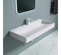 Durovin Bathrooms Luxurious Cast Stone Resin Bathroom Basin - Wall Hung Or Countertop Dual-Installation Basin Sink One Tap Hole - Concealed Waste - 1000 x 460mm (WXD)