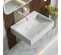 Durovin Bathrooms Luxurious Cast Stone Resin Bathroom Basin - Wall Hung Or Countertop Dual-Installation Basin Sink No Tap Hole - Concealed Waste - 500 x 380mm (WXD)