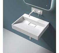 Durovin Bathrooms Luxurious Cast Stone Resin Bathroom Basin - Wall Hung Or Countertop Dual-Installation Basin Sink No Tap Hole - Concealed Waste - 600 x 380mm (WXD)