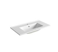 Durovin Bathrooms Luxurious Ceramic Basin - Semi Recessed Bathroom Basin Sink- Bathroom Vessel Sink - One Tap Hole with Overflow (700x365x165mm(WxDxH))
