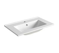 Durovin Bathrooms Luxurious Ceramic- Semi Recessed Bathroom Basin Sink- Bathroom Vessel Sink - One Tap Hole with Overflow (600 x 365mm)
