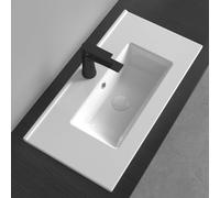 Durovin Bathrooms Luxurious Ceramic Semi Recessed Bathroom Basin Sink - One Tap Hole With Overflow (700 X 365mm)