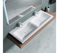 Durovin Bathrooms Luxurious Large Stone Resin Dual Bathroom Basin - Self Rimming Drop In Double Sink-1440 X 480mm (Wxd)