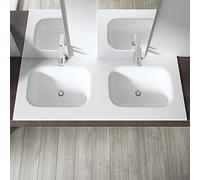 Durovin Bathrooms Luxurious Large Stone Resin Dual Bathroom Basin - Self Rimming Drop in Double Sink - Semi Recessed - Ultra Thin Rim - 1200 x 480mm (WXD)