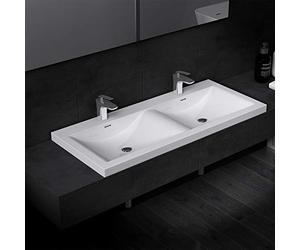 Durovin Bathrooms Luxurious Large Stone Resin Dual Bathroom Basin - Self Rimming Drop in Double Sink - Semi Recessed - 1200 x 480mm (WXD)