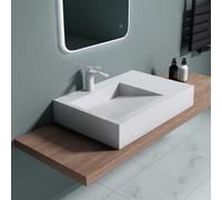 Durovin Bathrooms Luxurious Stone Resin Basin With Side Hand Shelf-Wall Hung/countertop Basin Rectangular Bathroom Sink
