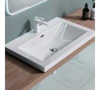 Durovin Bathrooms Luxurious Stone Resin Bathroom Basin-Self Rimming Drop In Sink One Tap Hole With Overflow(765 X 480mm)