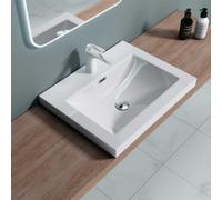 Durovin Bathrooms Luxurious Stone Resin Bathroom Basin-Self Rimming Drop In Sink-One Tap Hole With Overflow(600 X 480mm)
