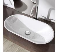 Durovin Bathrooms Luxurious Stone Resin Bathroom Basin - Thin Rim No Tap Hole - Countertop Mount Bathroom Vessel - Oval shaped 600 x 300mm