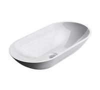 Durovin Bathrooms Luxurious Stone Resin Bathroom Basin - Thin Rim No Tap Hole - Countertop Mount Bathroom Vessel - Oval Shaped 600 x 300mm