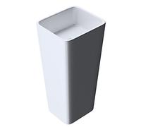 Durovin Bathrooms Luxurious Stone Resin Pedestal Basin - Rectangular Freestanding Sink - Includes Push Pop Up Waste Plug PU06 + Square Bottle Trap S06