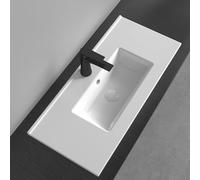 Durovin Bathrooms Luxurious Stone Resin- Semi Recessed Bathroom Basin Sink- Bathroom Vessel Sink - One Tap Hole with Overflow (800 x 365mm)