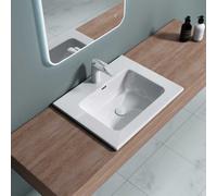 Durovin Bathrooms Luxurious Stone Resin- Semi Recessed - Bathroom Vessel Basin Sink - One Tap Hole With Overflow (600 X 480mm)