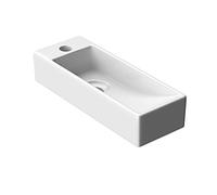 Durovin Bathrooms Mini Ceramic Sink - Wall Hung Mount - Ultra Slim Rectangular Cloakroom Hand Washing Basin - One Left Hand Tap Hole