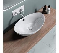 Durovin Bathrooms Oval Countertop Basin Ceramic Bathroom Basin - Vessel Sink - Deep Fill with Overflow Slot (590 x 380 x 190mm)