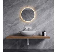 Durovin Bathrooms Oval Countertop Basin Ceramic Bathroom Basin With Illuminated Led Bathroom Round Mirror