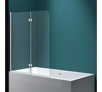 Durovin Bathrooms Over Bath Shower Screen 180° Hinged 2 Fold Folding Shower Bath Screen Reversible Glass Panel