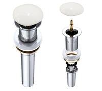 Durovin Bathrooms Push Pop Up Basin Waste Plug - Unslotted Suitable For Sink Without Overflow - Rising Round Ceramic Push Button