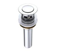 Durovin Bathrooms Push Pop Up Chrome Basin Waste Plug - Slotted Suitable For Sink With Overflow - Inner Round Push Button